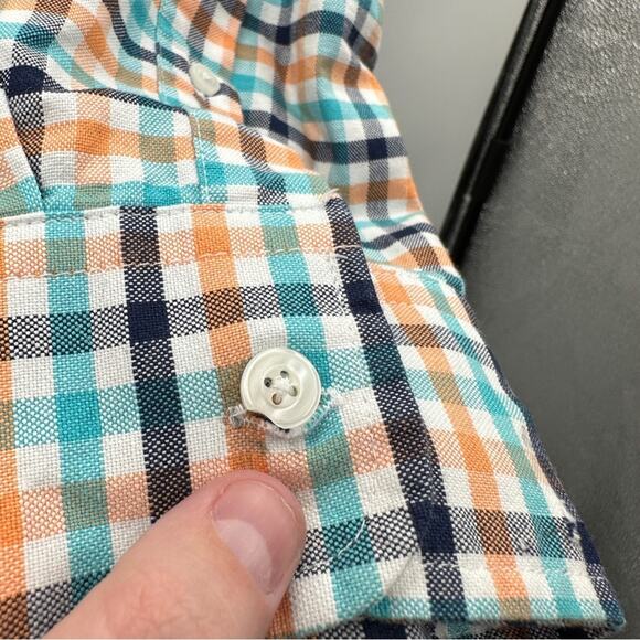 Dockers White Blue Orange Plaid Long Sleeve‎ Button Down Shirt Size XL - Picture 7 of 9